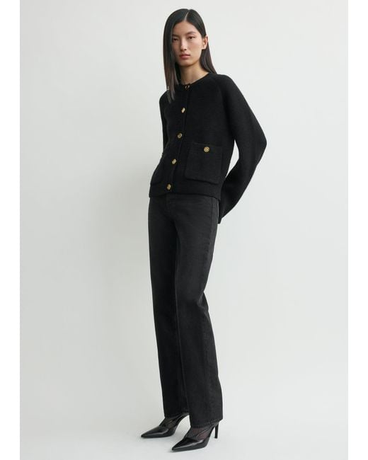 Totême Black Hammered Button Cardigan