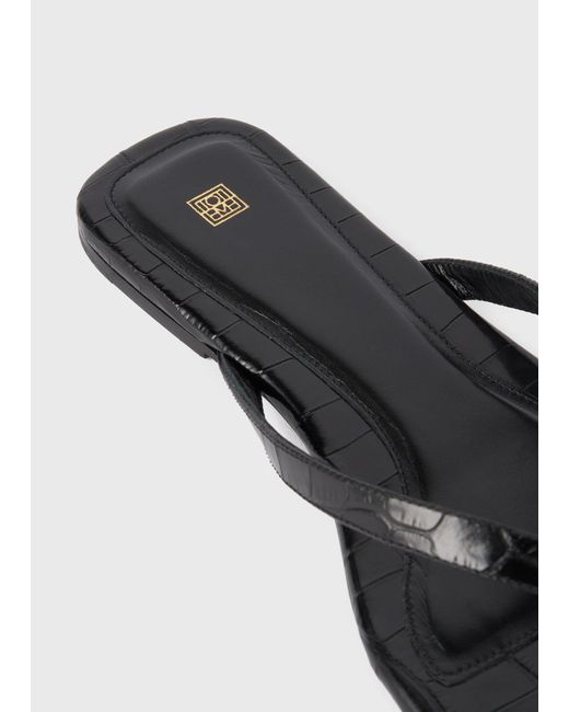 Totême White Croco-Embossed Flip Flops