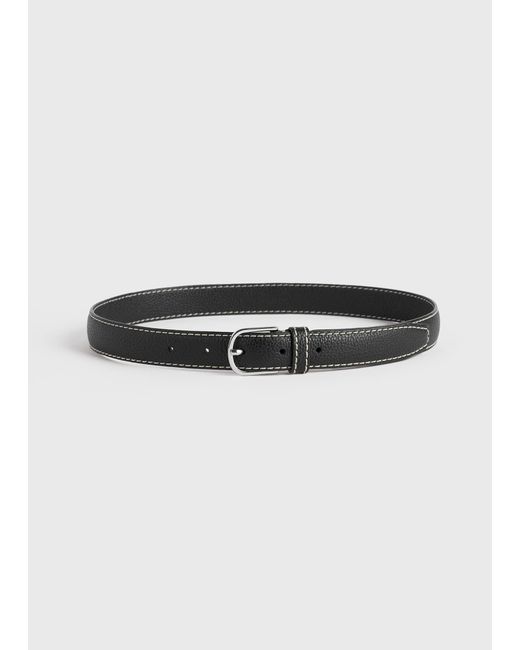 Totême White Slim Grained-Leather Trouser Belt