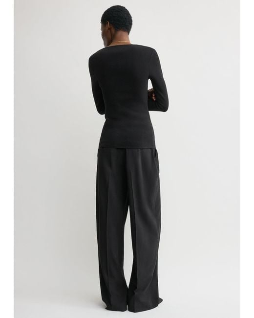Totême Black Compact Knit Top