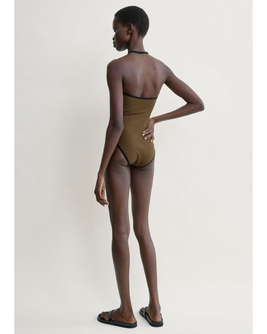 Totême Natural Stripe Edge Strapless Swimsuit