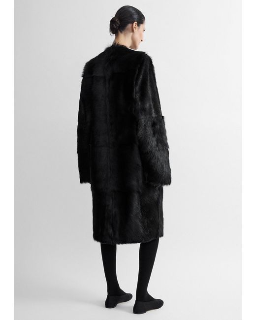 Totême Black Structured Shearling Coat