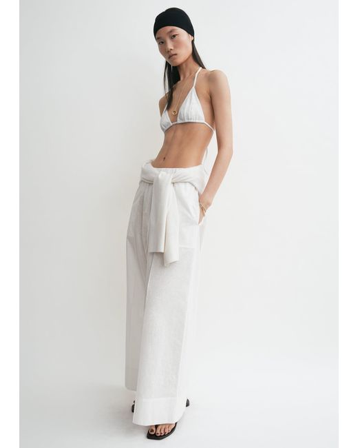 Totême White Monogram Pointelle Bikini Top