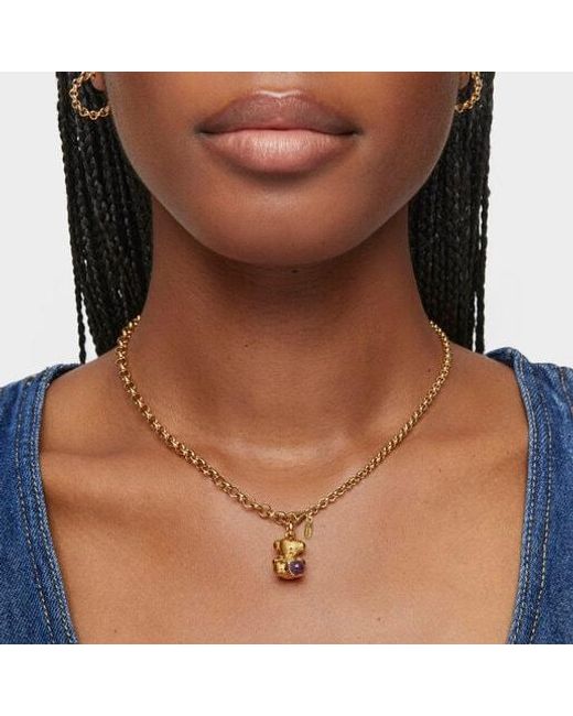 Tous Brown Gold Good Vibes Serpent Pendant With Diamonds