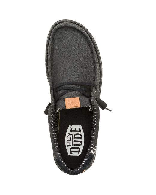 HeyDude Black Wally Elevated Basics Canvas Boat Shoes for men
