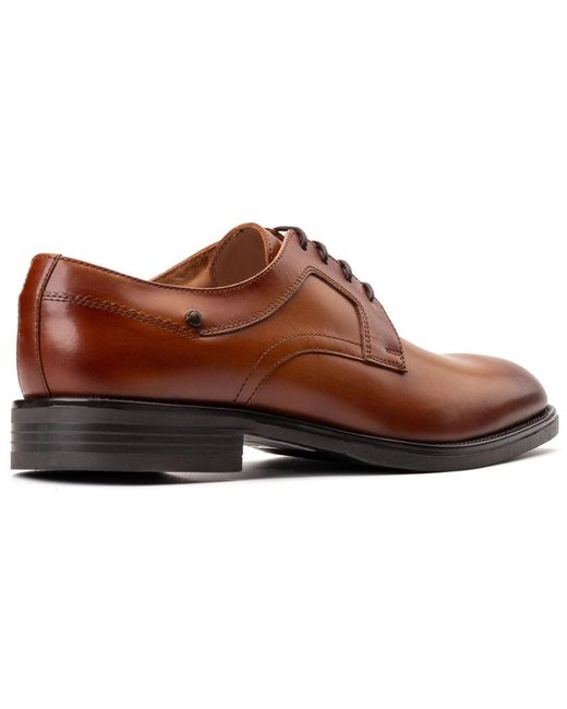 Base London Brown Sleeve Leather Lace-Up Shoes for men