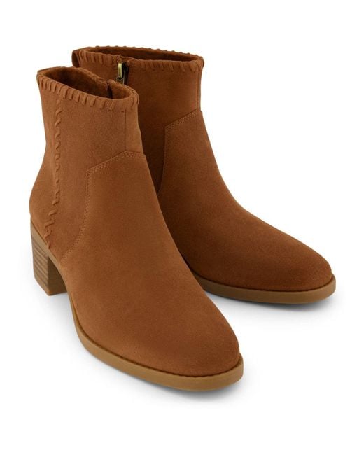 TOMS Brown Delilah Heeled Suede Heeled Ankle Boots