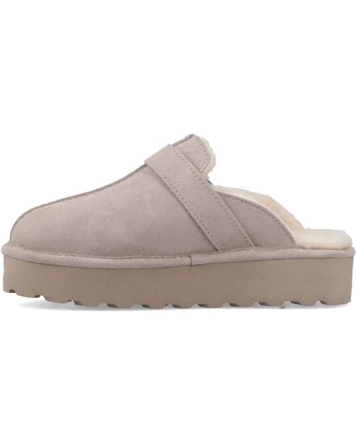 BEARPAW Gray Moxie Suede Mushroom Slippers