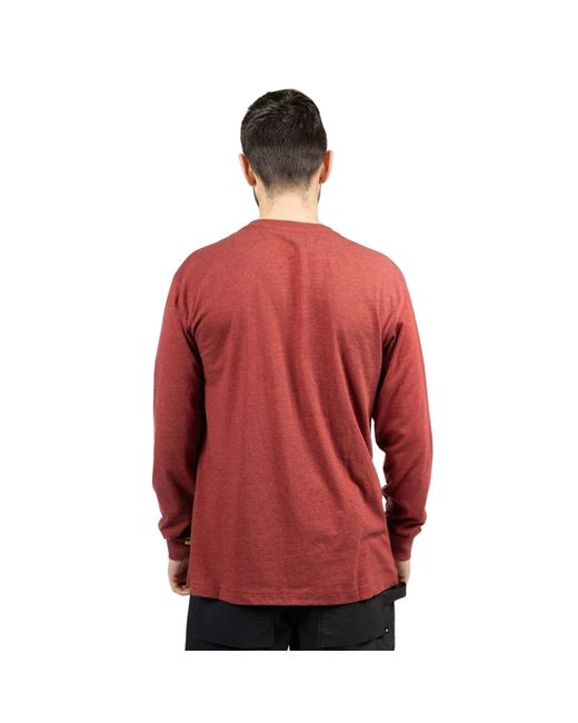 Caterpillar Red Trademark Banner Long Sleeve Cotton T-Shirt for men