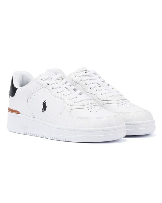 Ralph Lauren White Masters Court Low /black Trainers for men