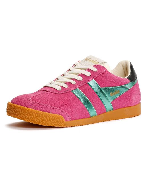 Gola Pink Elan Glitz Suede Fuchsia/Emerald/ Trainers