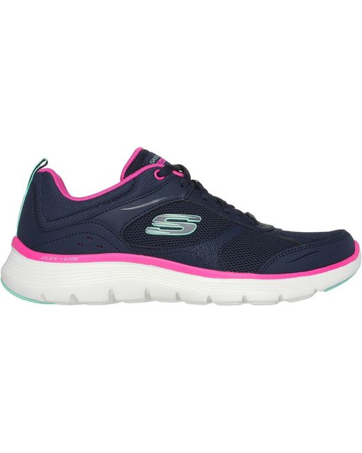 Flex Appeal 5.0 Fresh Touch Sneakers Da Donna In Pelle Blu Scuro/Rosso Acceso - EUR 36 di Skechers in Blue