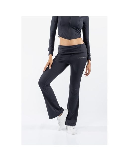 Juicy Couture Black Roll Down Flare Nylon Track Pants