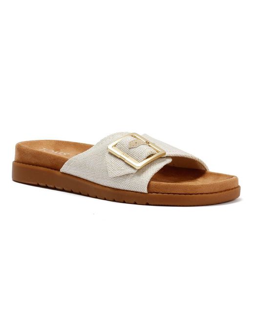 TOMS Brown Marin Slide Textile Natural Sandals