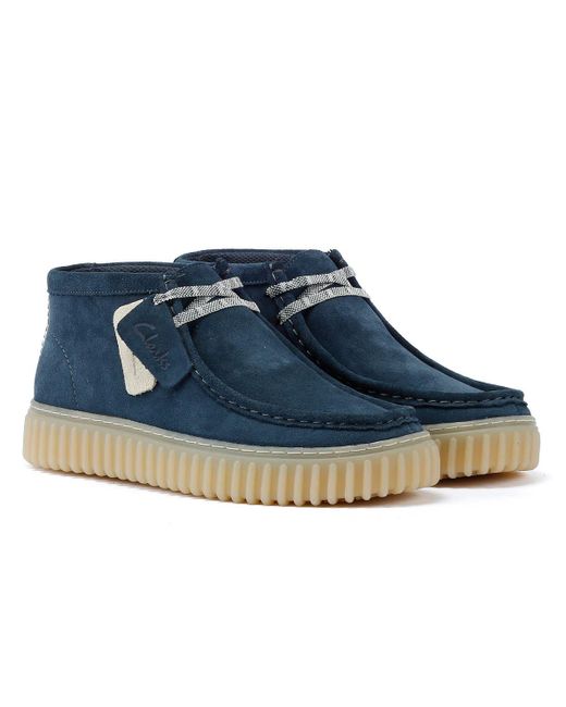 Clarks Blue Torhill Hi Suede Boots for men