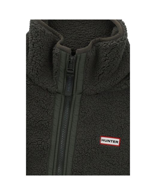 Hunter Black Tiorga 1/4 Zip Borg Fleece Polyester Zip Neck Pullovers