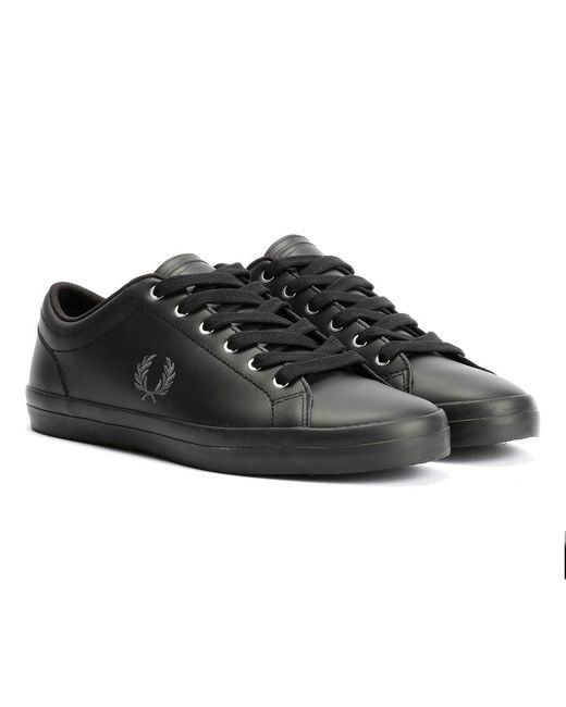 Fred Perry Black Baseline Leather Trainers for men