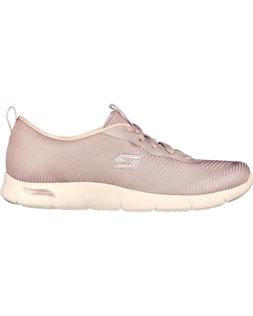 Skechers Gray Arch Fit Refine Classy Doll 104390-Dktp Dark Taupe Lace Up Shoes