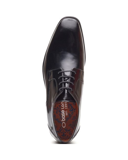 Base London Black Dome Lace Up Leather Hi Shine Lace-Up Shoes for men