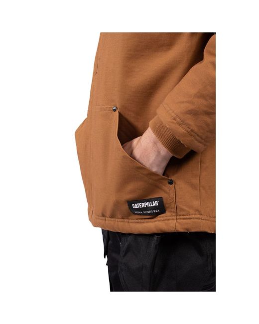 Caterpillar Brown Hooded Sherpa Lined Fleece Jacket for men