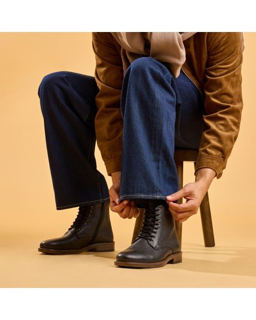 Hush Puppies Black Irwin Leather Ankle Boots for men