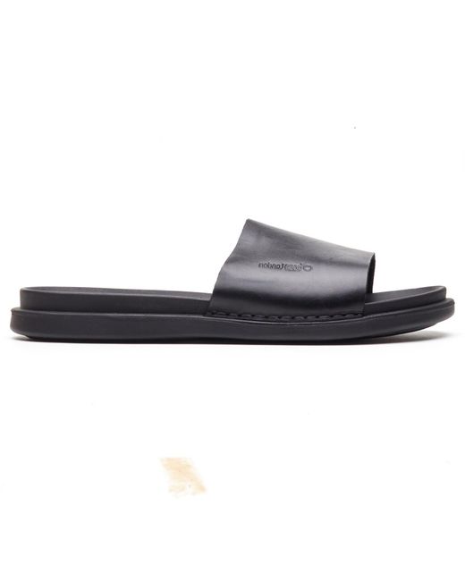 Base London Gray Albany Leather Slides for men