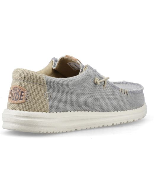 HeyDude Gray Wally Braided Polyester Flannel/ Moccasins Shoes for men