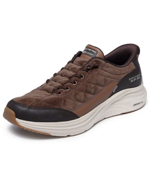 Skechers Brown Contour Foam Cordelux Textile Cozycord/Pu Trainers for men