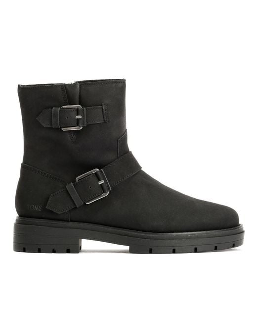 TOMS Black Ionie Moto Nubuck Leather Boots