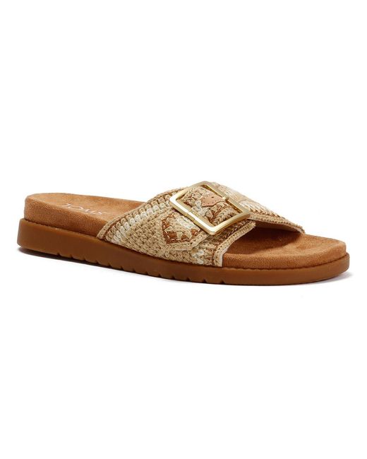 TOMS Natural Marin Slide Textile Dark Sandals