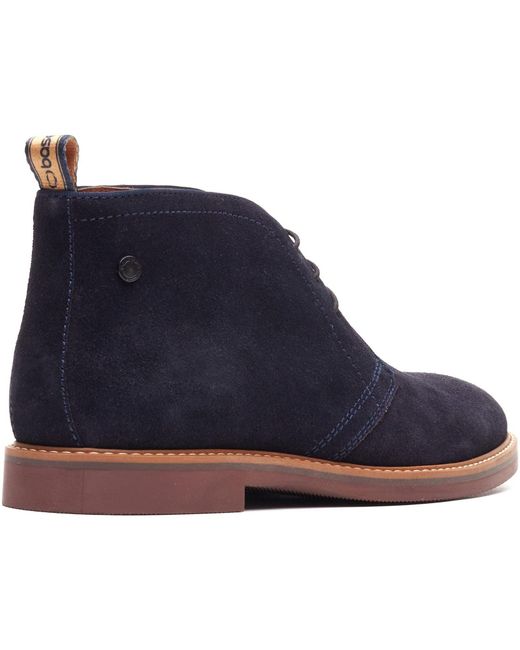 Base London Blue Carlton Chukka Leather Boots for men