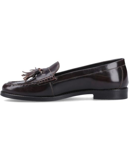 Hush Puppies Black Connie Leather Aubergine Loafers