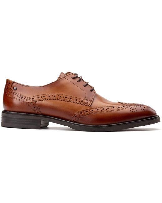 Base London Brown Pocket Leather Brogues Shoes for men