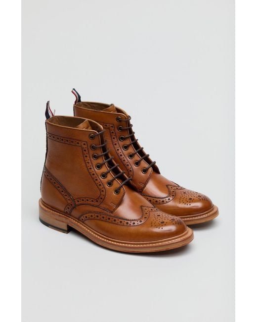Ben Sherman Brown Arthur Leather Tan Boots for men