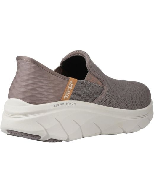 Skechers Gray D'Lux Walker 2.0 232463Ww-Brn Slip On Shoes for men
