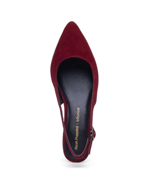 Hush Puppies Red Nahla Buckle Kitten Heel Bordeaux Pointy Slingback Shoes