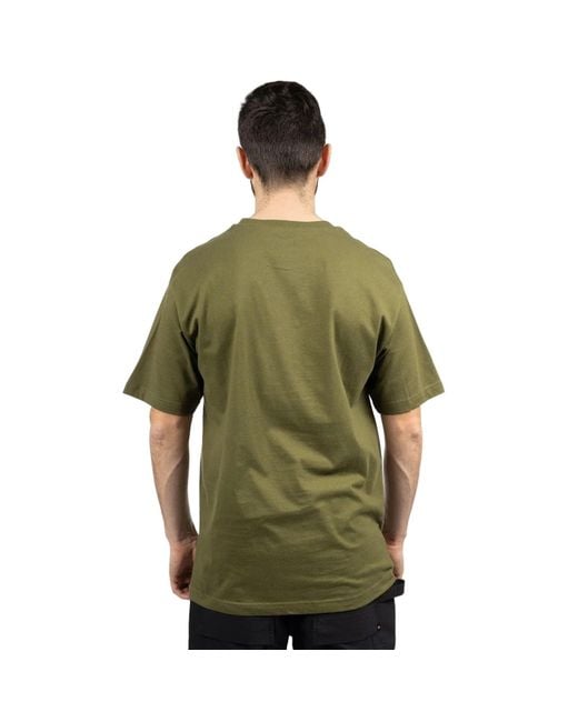 Caterpillar Green Trademark Logo Cotton T-Shirt for men