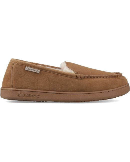 BEARPAW Brown Brian Suede Hickory Slippers for men