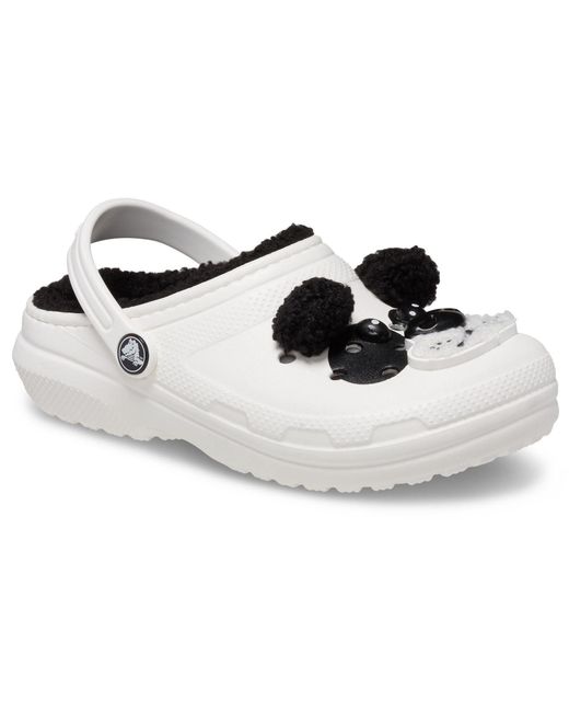 CROCSTM White Classic Lined Fun Lab Synthetic Panda Clogs