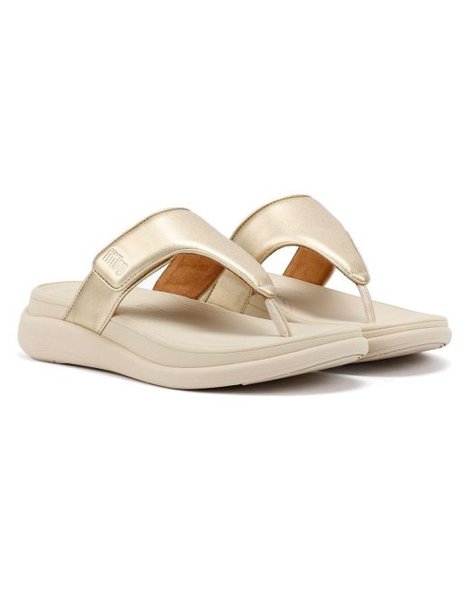 F-Mode Go Adjustable Flatform Sandali Dorati Da Donna di Fitflop in Metallic