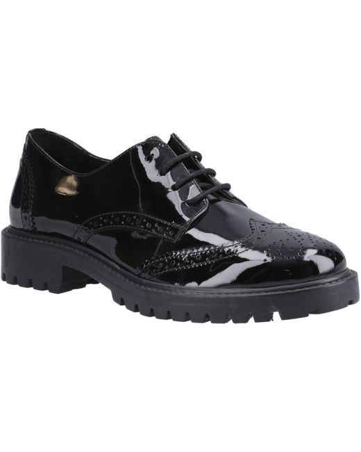 Hush Puppies Sally Patent Senior Leather Girls's Brogues in Black | UK