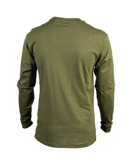 Caterpillar Green Trademark Banner Long Sleeve Cotton T-Shirt for men