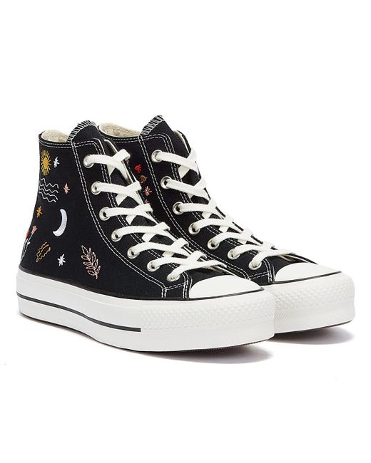 Converse Black All Star Lift It's Ok To Wander Hi / White Trainers