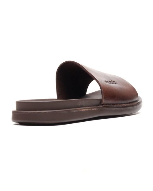 Base London Brown Albany Leather Slides for men