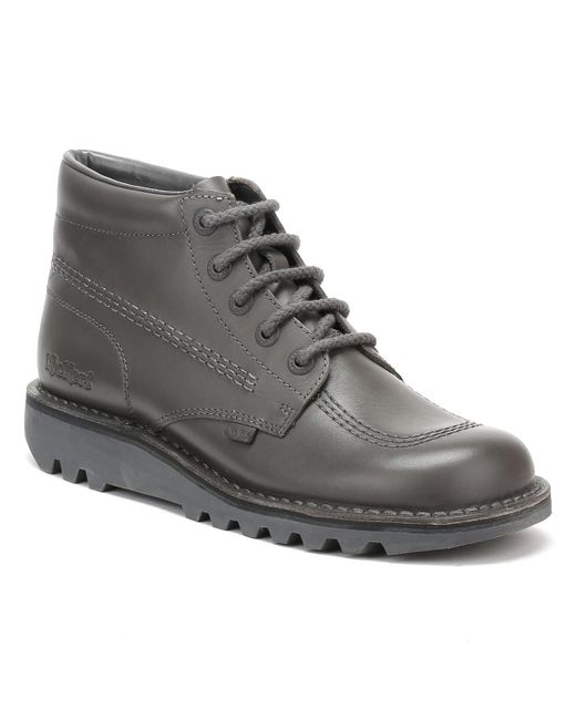 Kickers Gray Mens Dark Grey Leather Kick Hi Boots for men