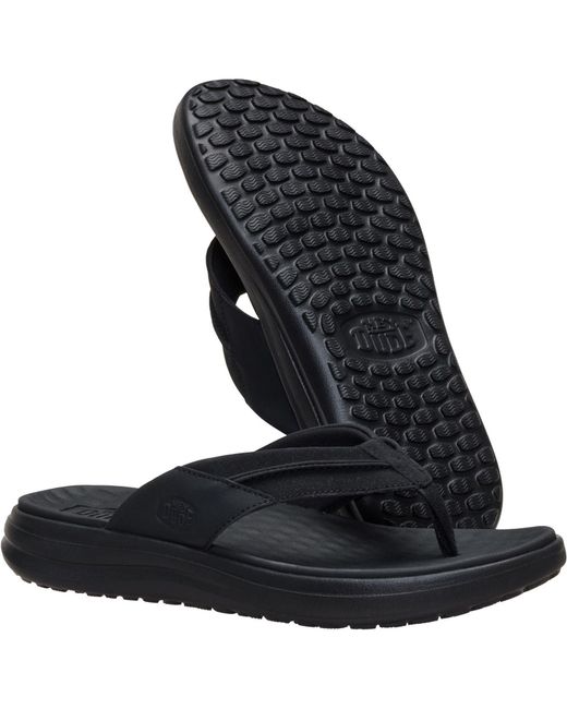 HeyDude Black Finn Flip Polyurethane Sandals for men