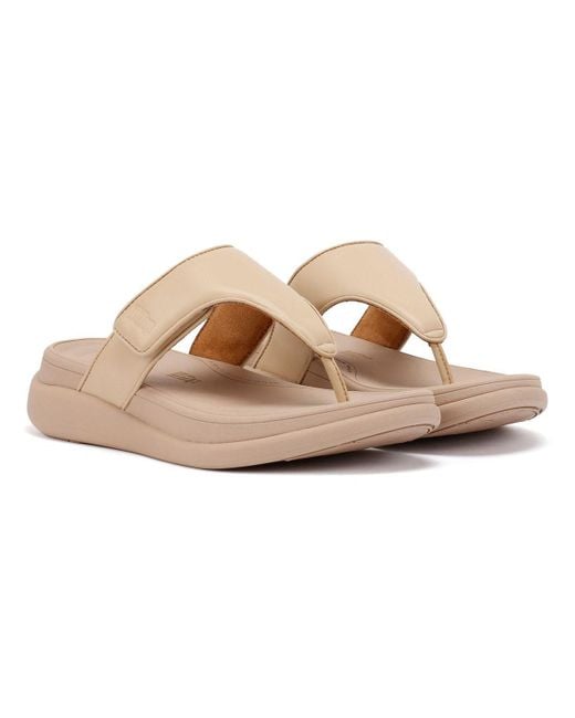 Fitflop Brown F-Mode Go Adjustable Toe-Post Sandals Faux Leather Pu