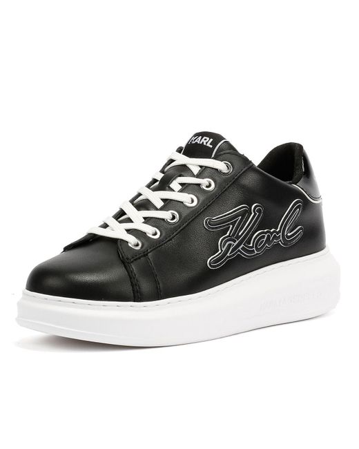 Karl Lagerfeld Black Kapri Signia Emboss Lo Lace Damen-Sneaker Aus Schwarzem Leder