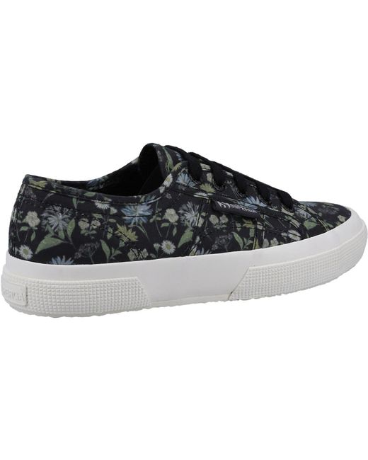 Superga Black 2750 Floral Print Cotton /Floral Print Trainers