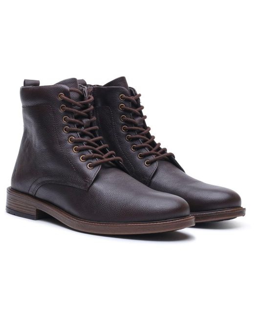 Hush Puppies Black Irwin Leather Ankle Boots for men